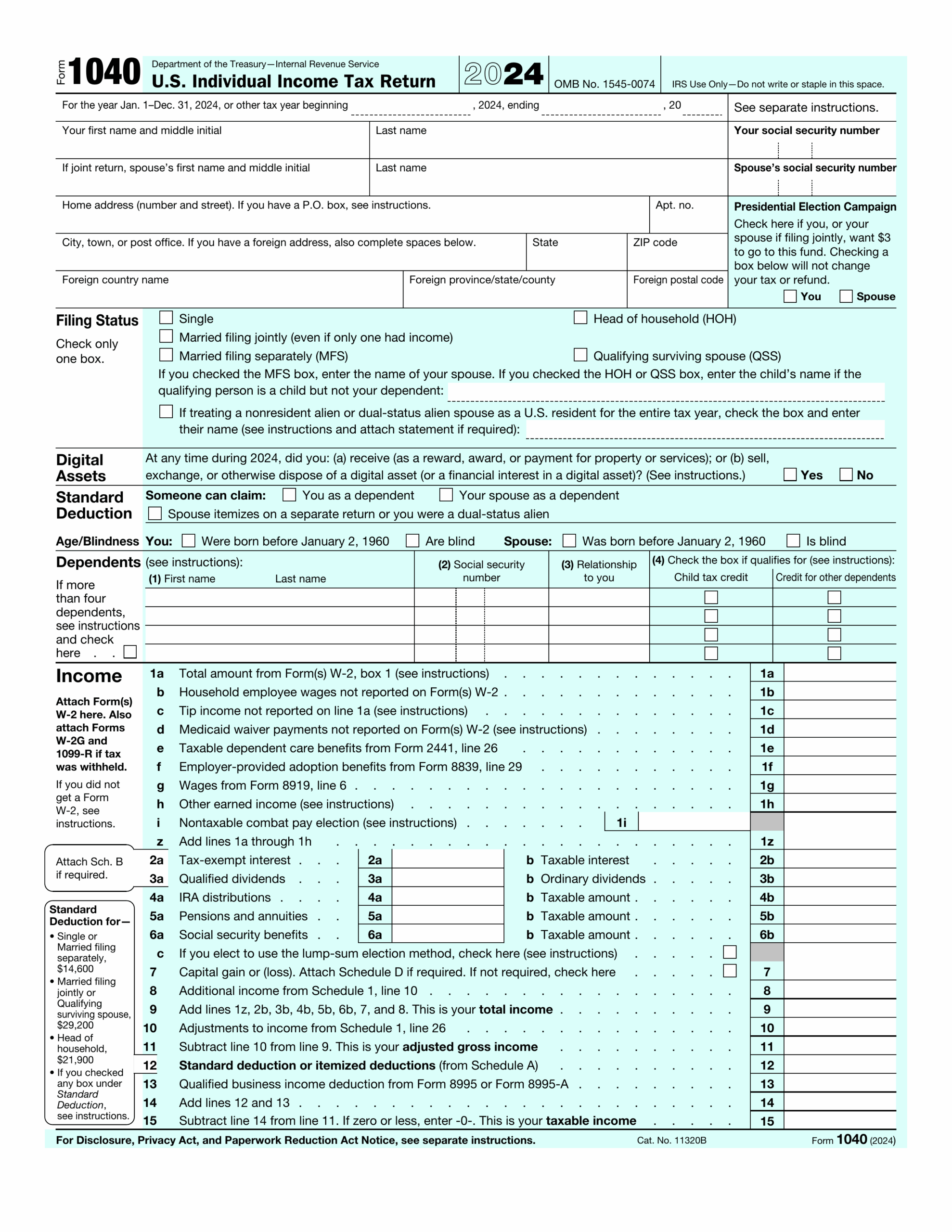 Irs Form 1040 V 2024 Printable