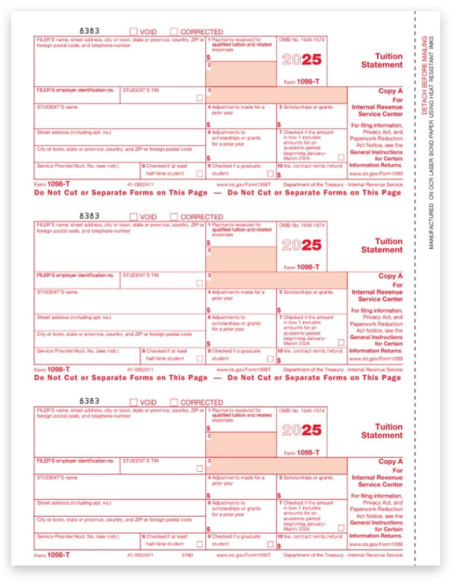 1098T Form Tuition Expenses Student Copy DiscountTaxForms