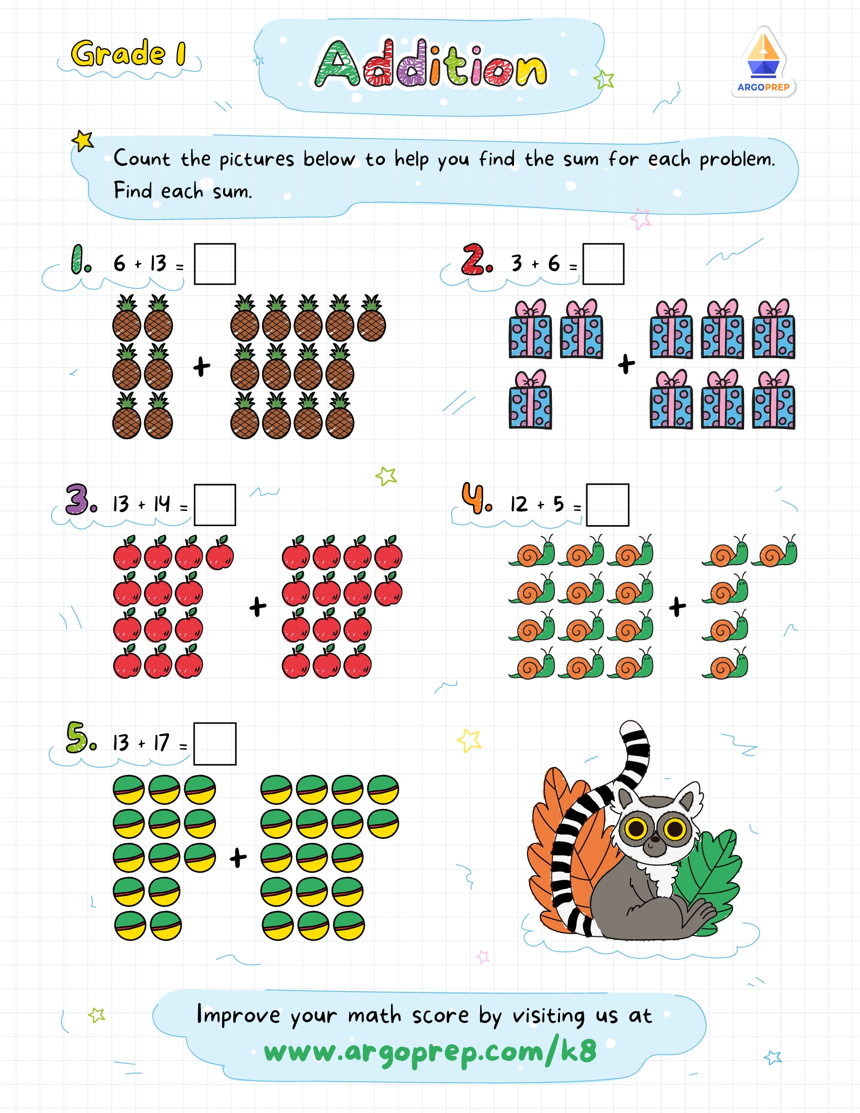 Printable 1st Grade Worksheets Math