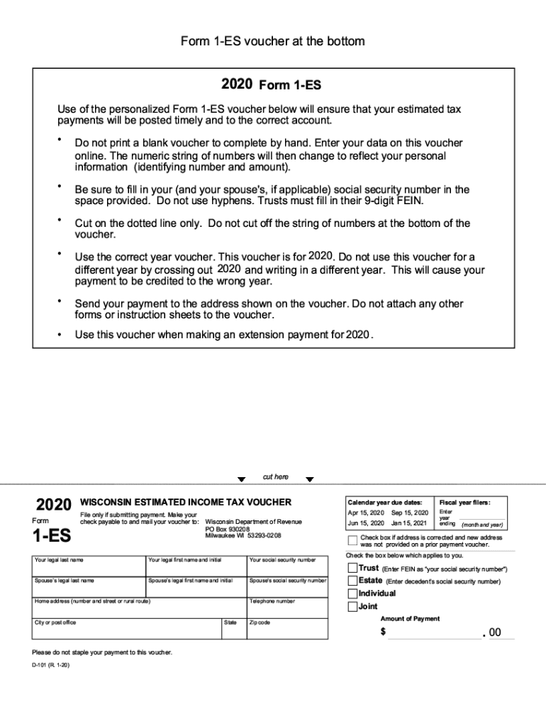 2020 2025 Form WI DoR 1 ES D 101 Fill Online Printable 