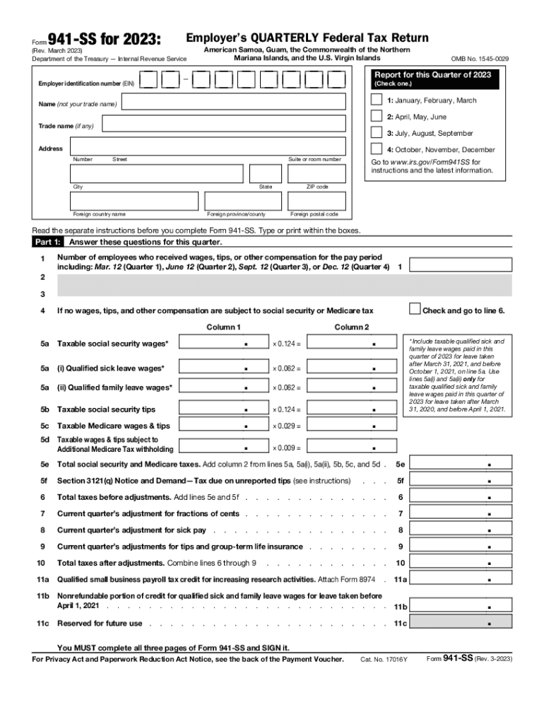2023 2025 Form IRS 941 SS Fill Online Printable Fillable Blank 
