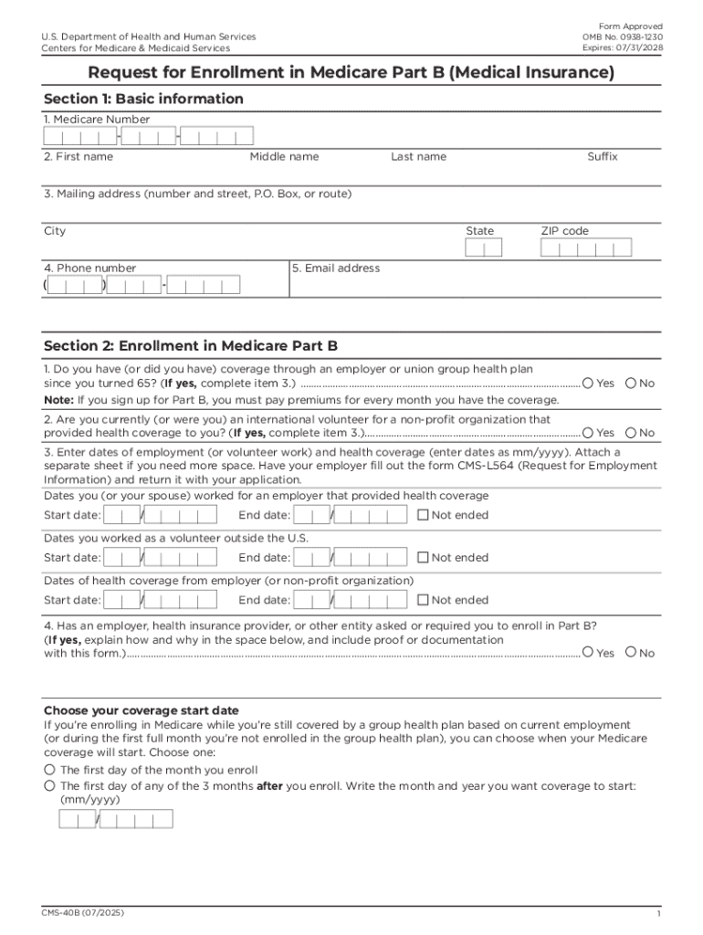 2025 Form CMS 40B Fill Online Printable Fillable Blank PdfFiller