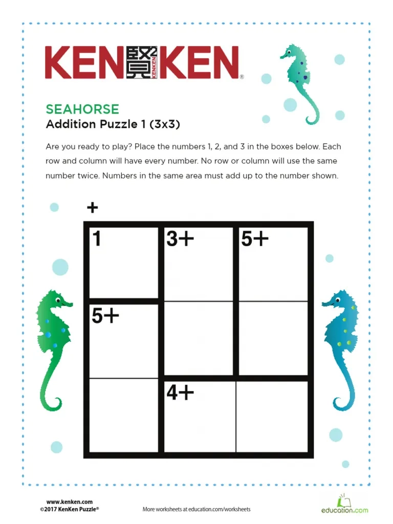 Easy Kenken Puzzles Printable 3x3