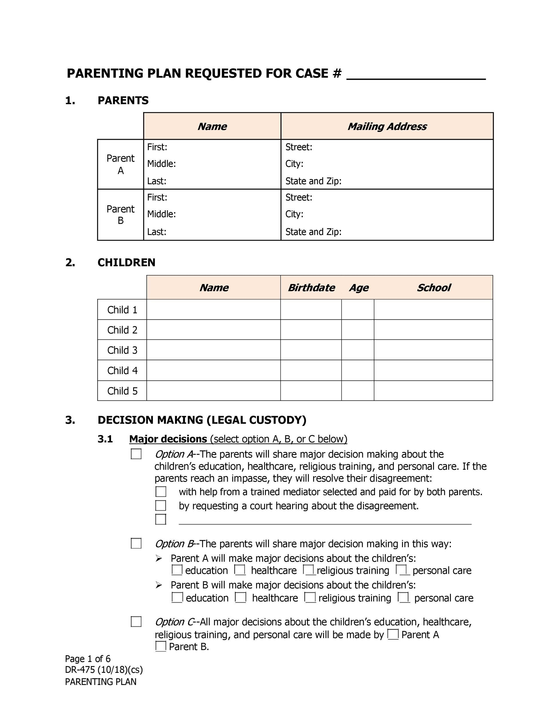 Free Printable Co Parenting Worksheets