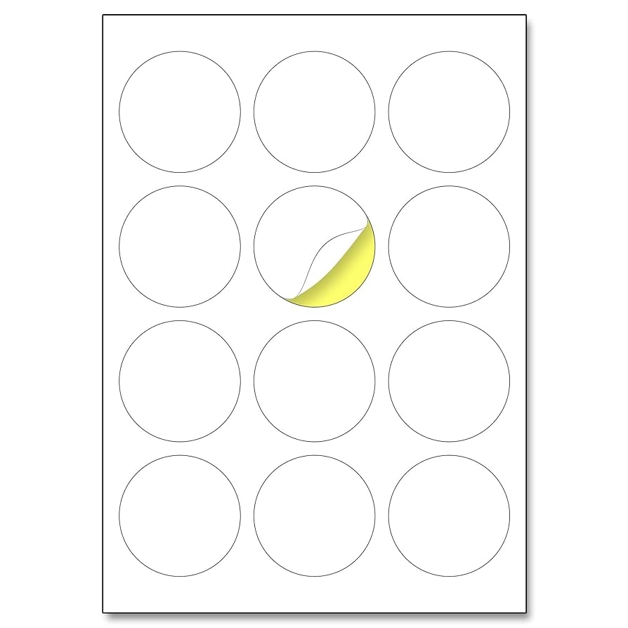 60 Mm 25 Sheets A4 Stickers Round Labels Self Adhesive Printable 12 Per Sheet Amazon de Stationery amp Office Supplies