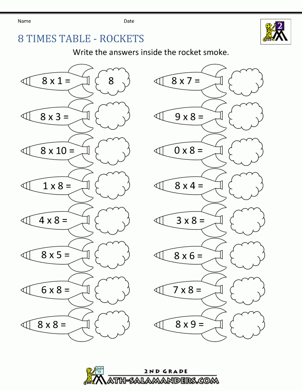8 Times Table Worksheets Library