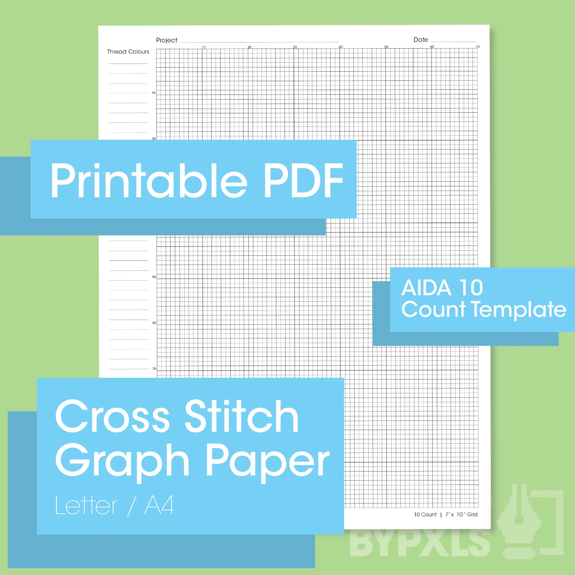 Aida 10 Count Cross Stitch Graph Paper PDF Download Etsy