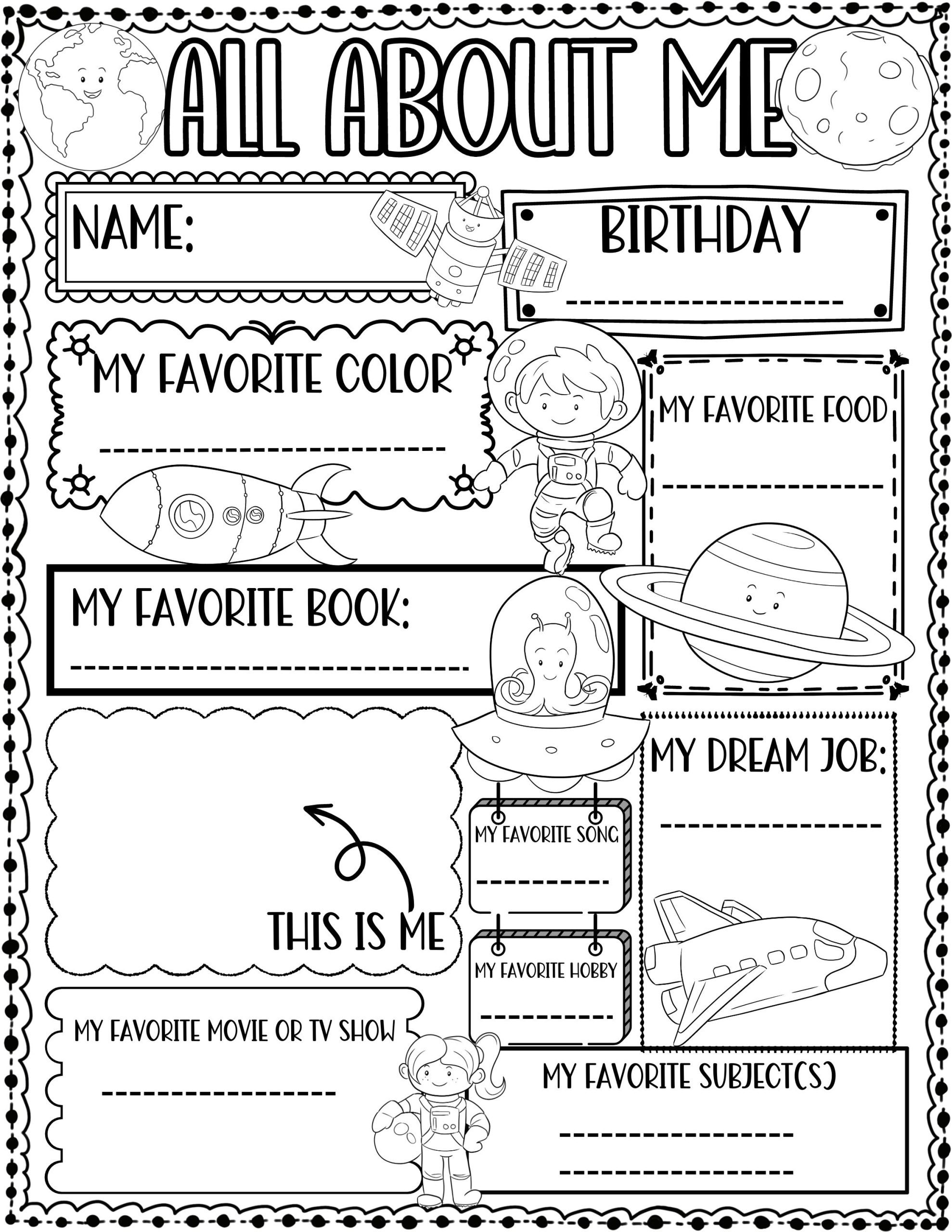 Printable All About Me Worksheet For Students