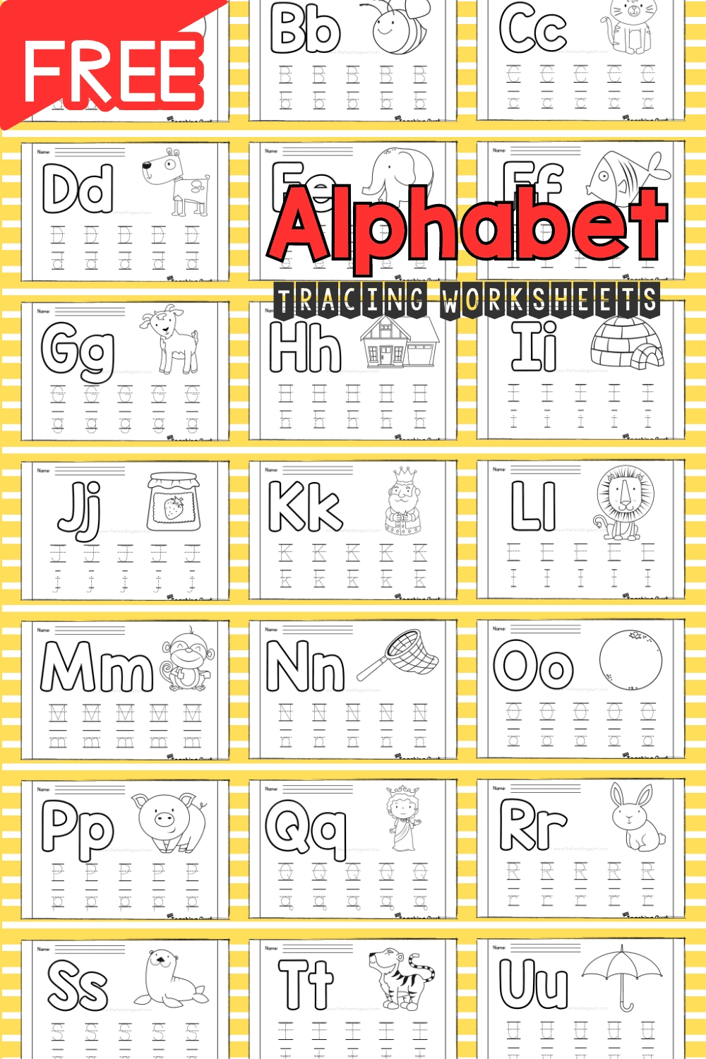Free Printable Letter Tracing Worksheets A-Z