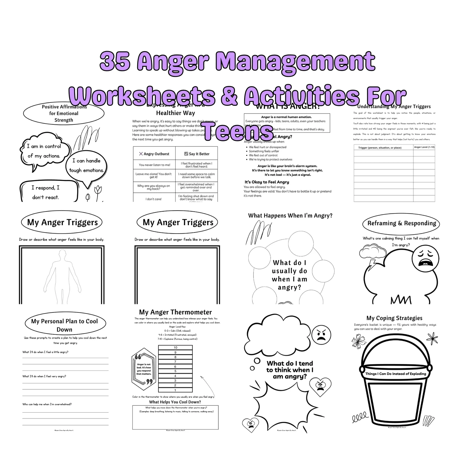 Printable Worksheets On Anger