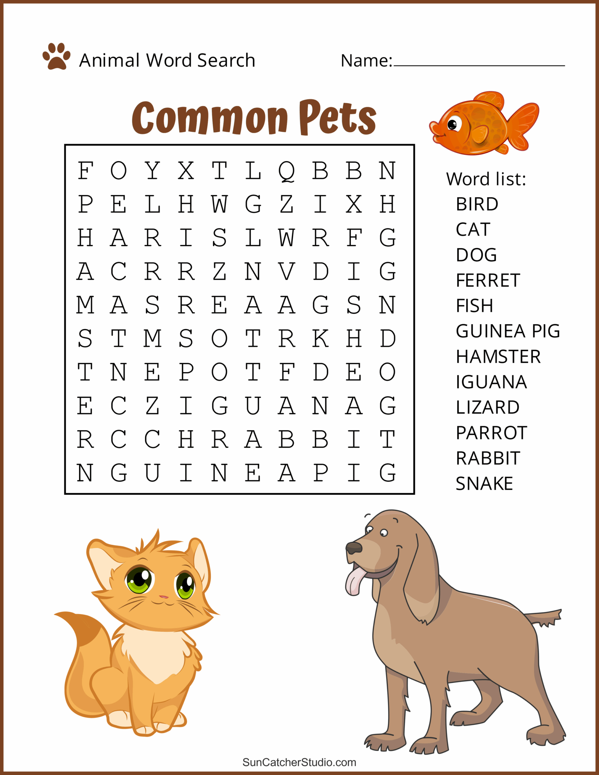 Printable Word Puzzles Animals