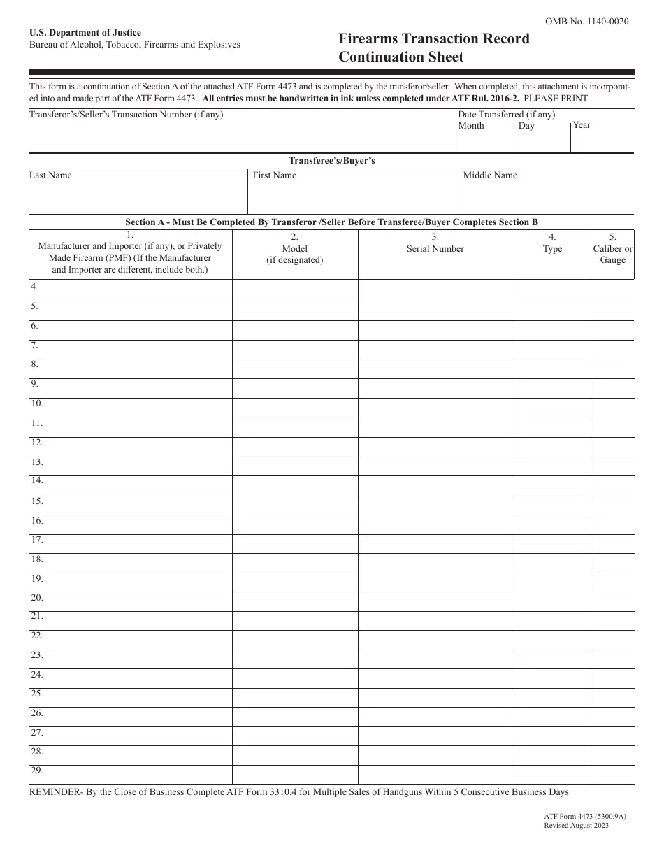 Printable Form 4473
