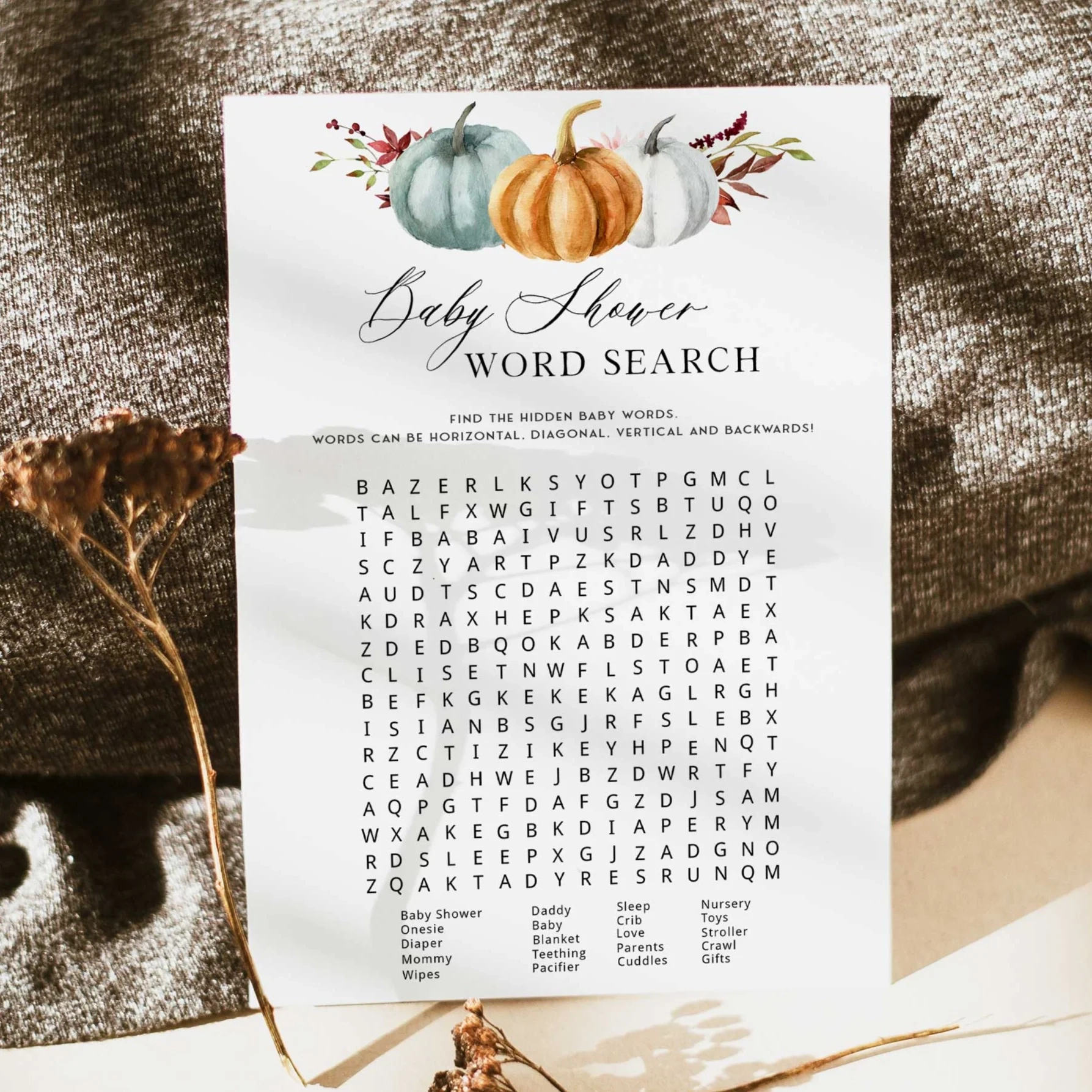 Word Search Puzzles Printable Fall Theme