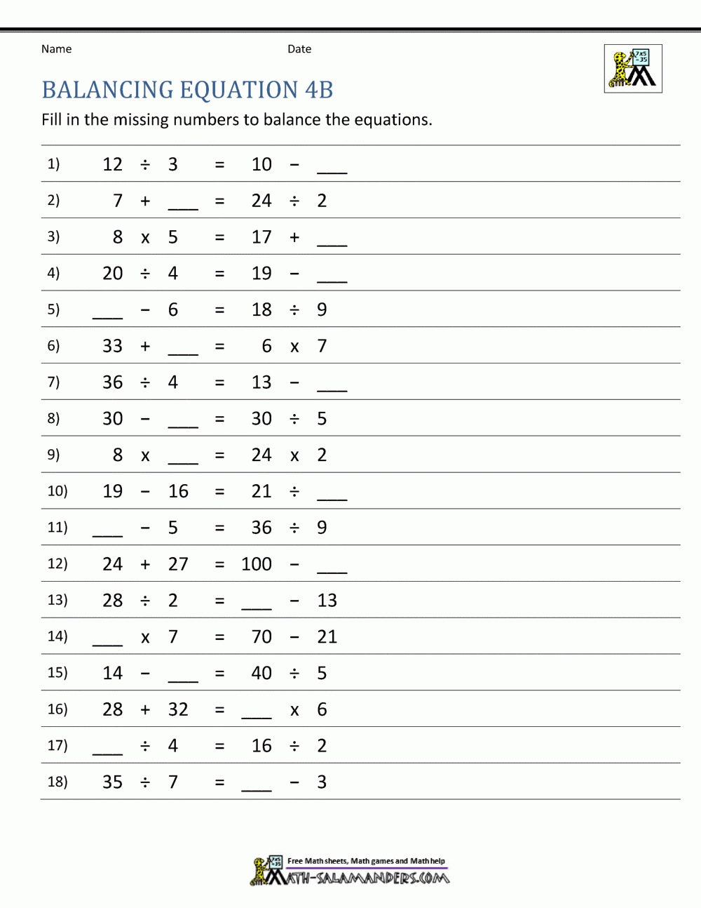 Balancing Math Equations