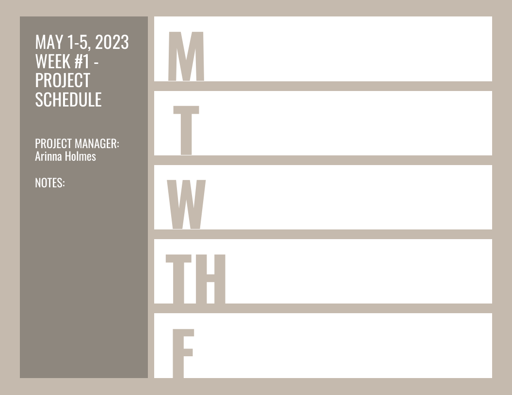 Beige W chentlicher Kalender Zeitplan Venngage