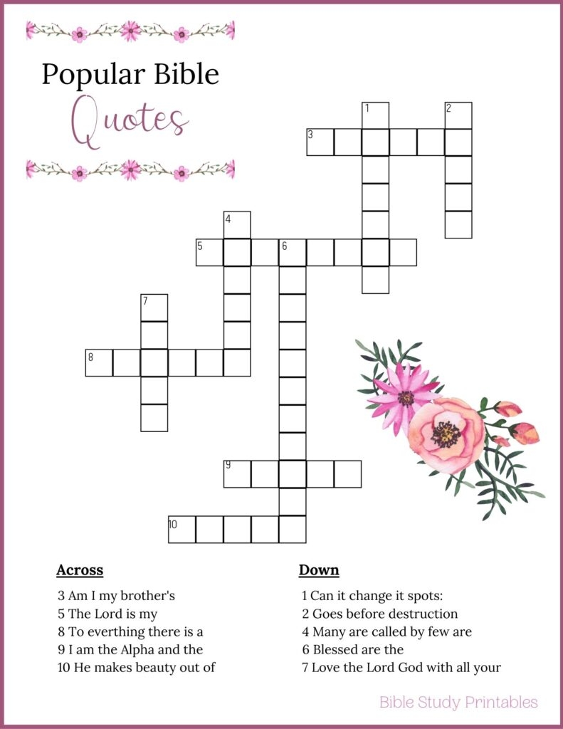 Printable Bible Crossword Puzzles Free