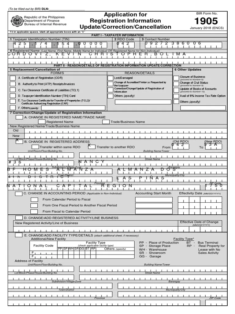 BIR 1905 Updated1 PDF Invoice Receipt