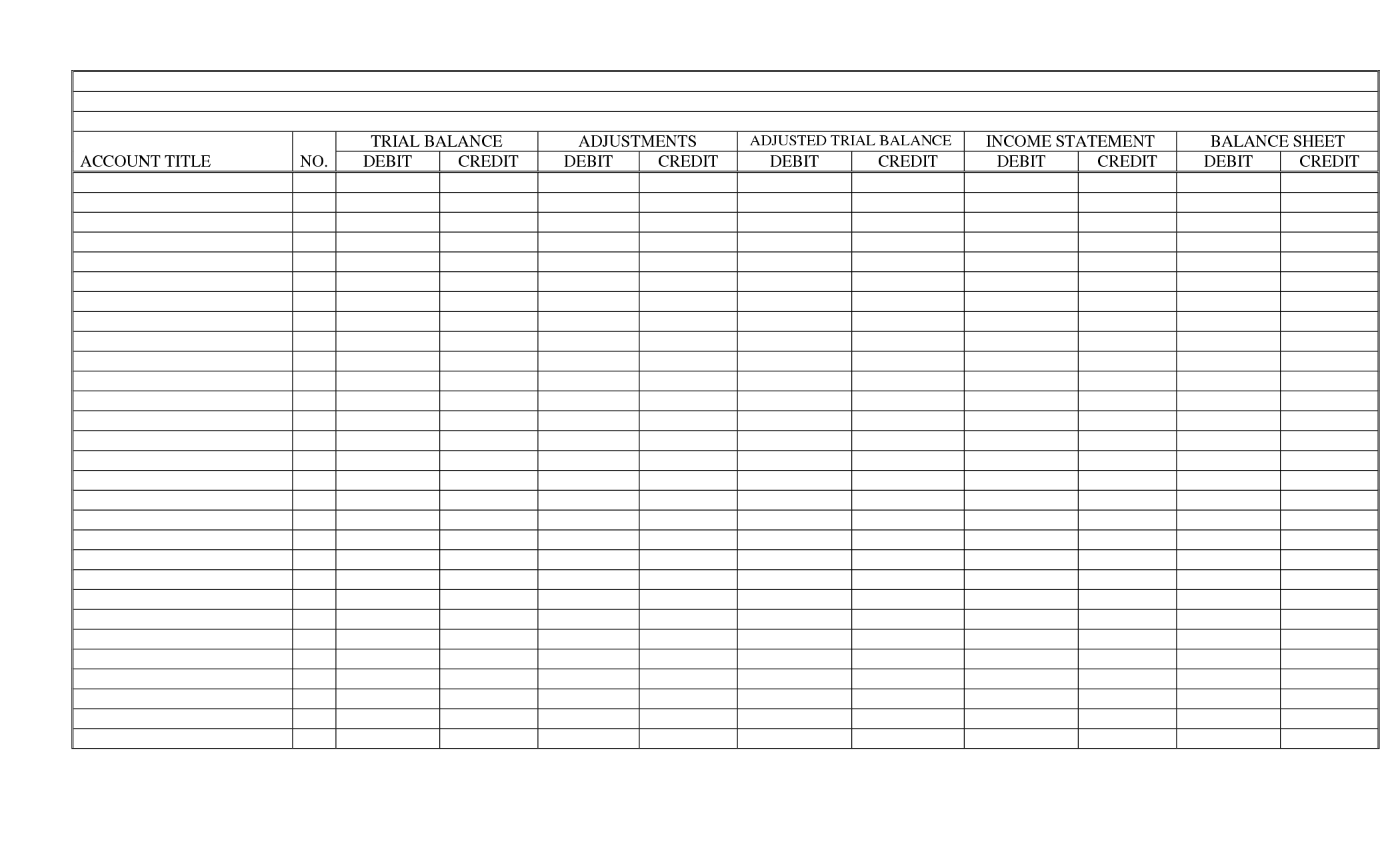 Blank 10 Column Accounting Worksheet Excel Spreadsheets 