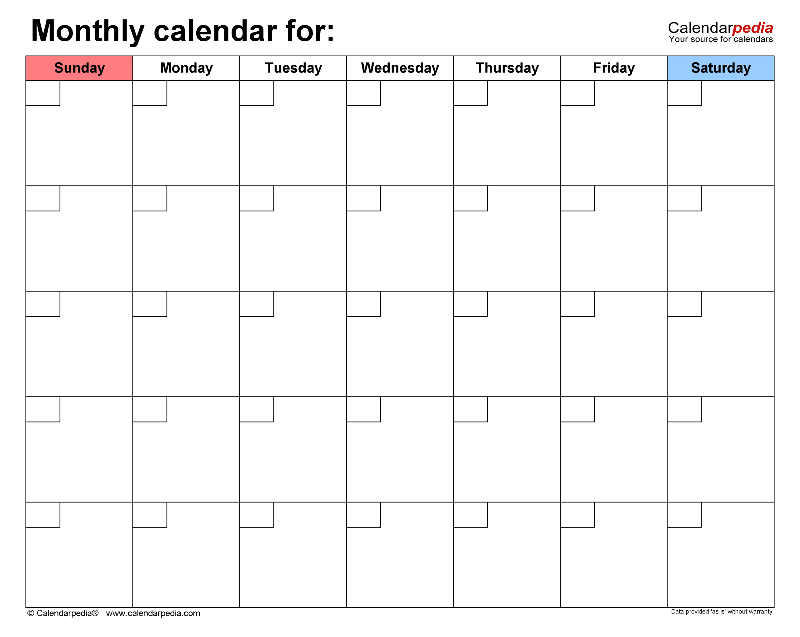 Blank Large Calendar Printable
