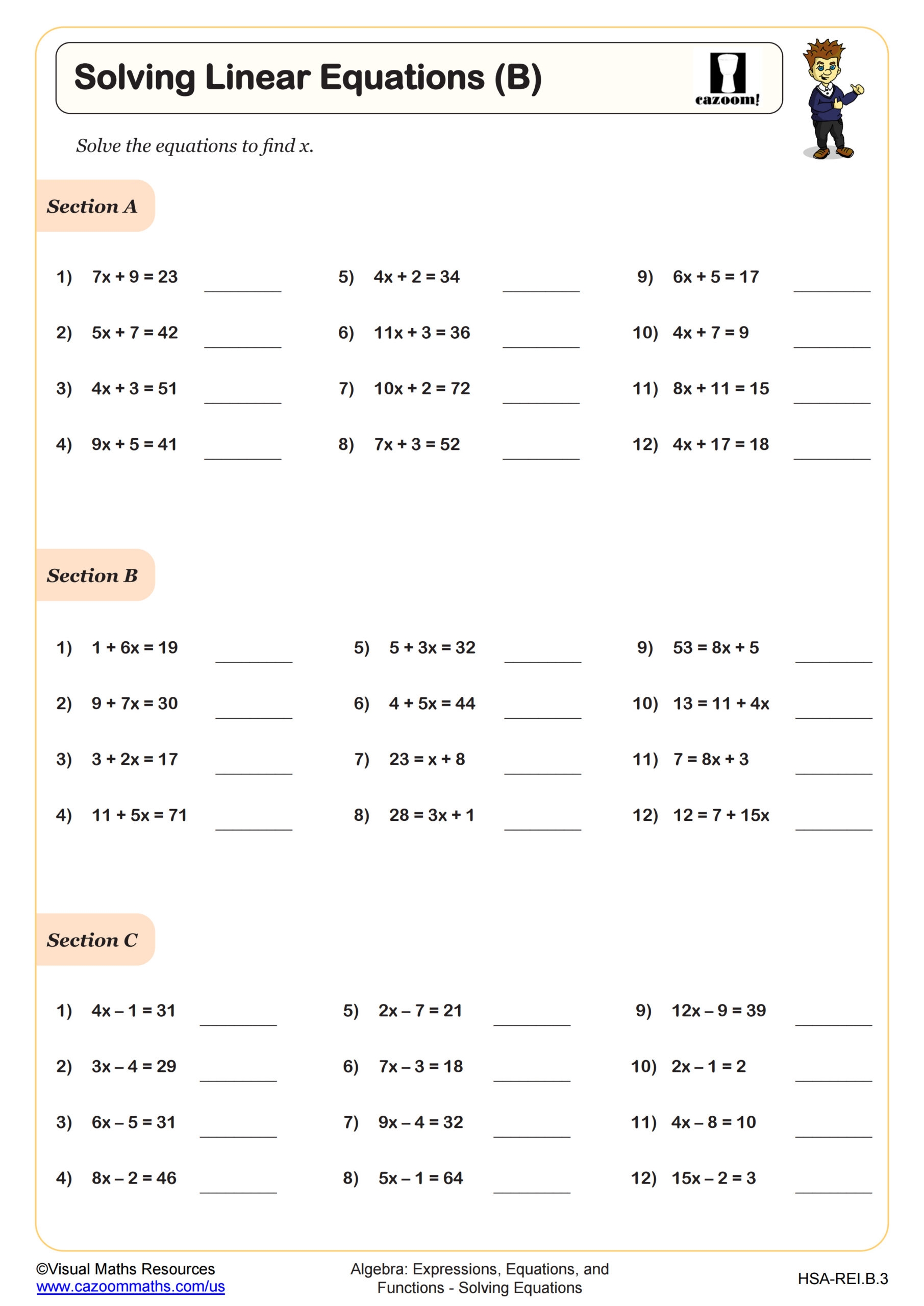 Free Printable Algebra Worksheets And Answers