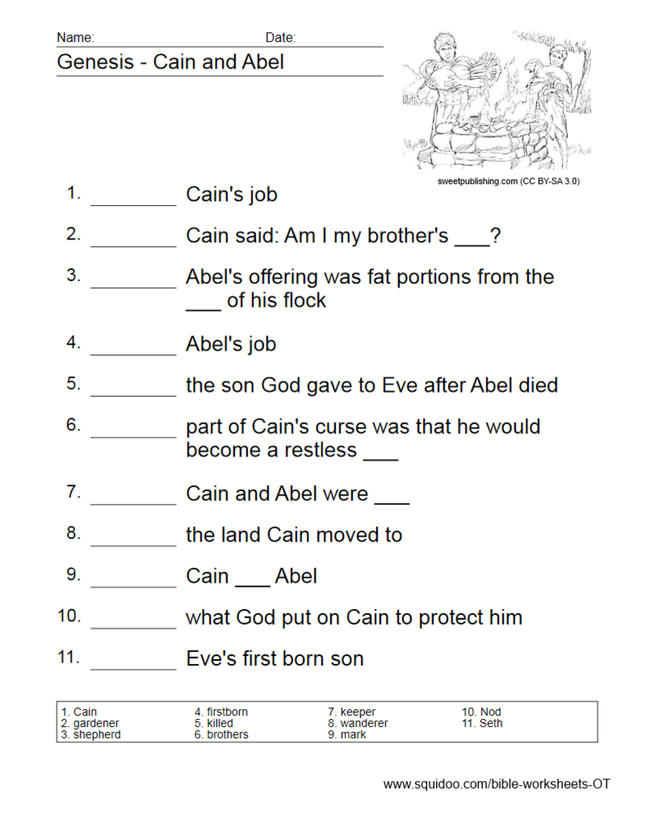Printable Worksheets Of The Bible