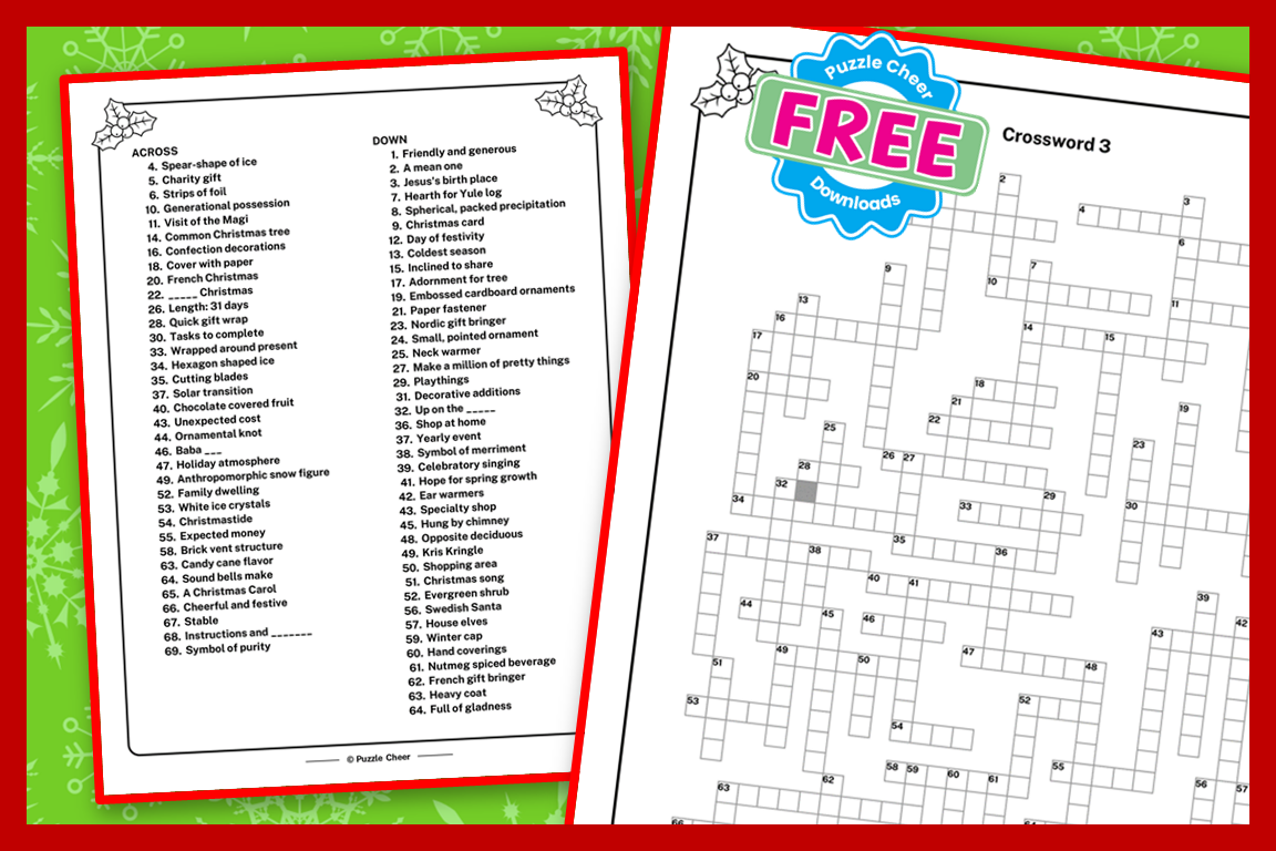 Christmas Crossword Puzzles Free Printable