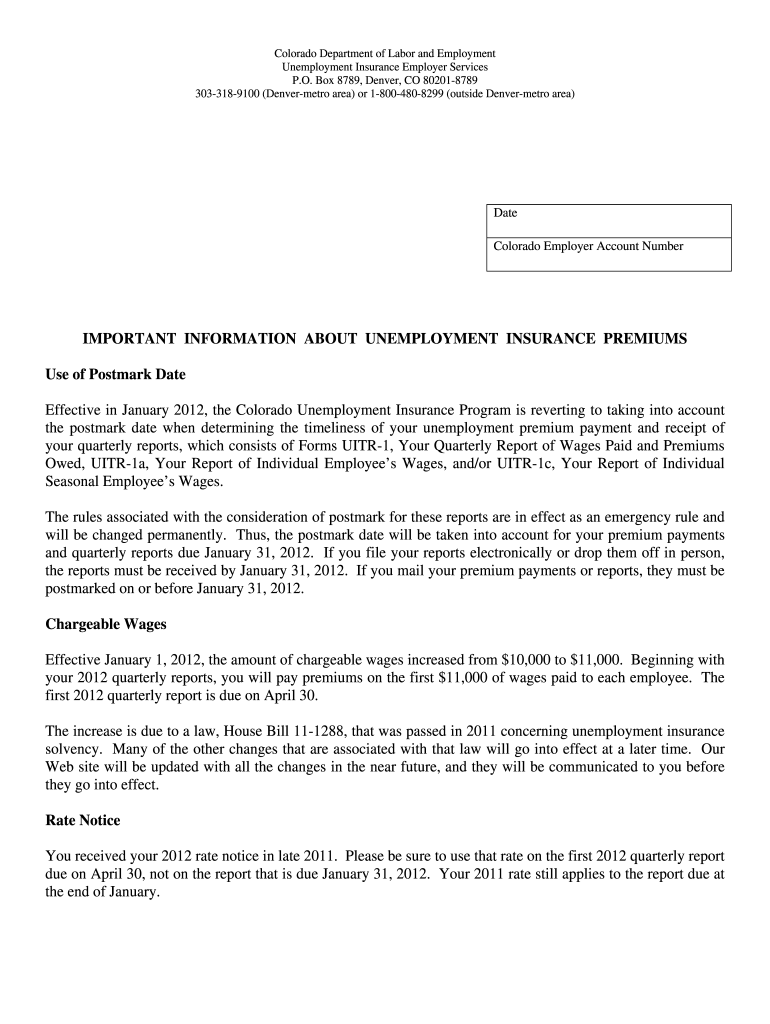 Printable Form Uitr 1a Colorado