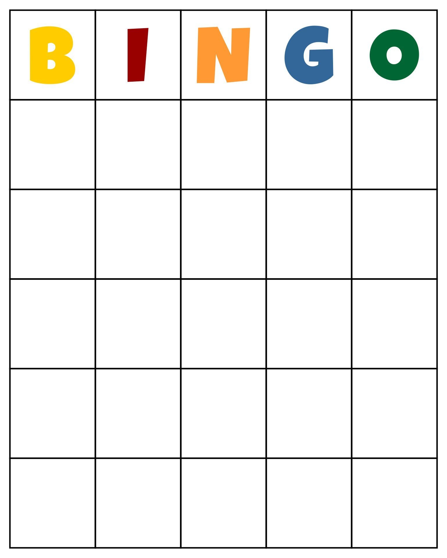 Free Bingo Printable Template