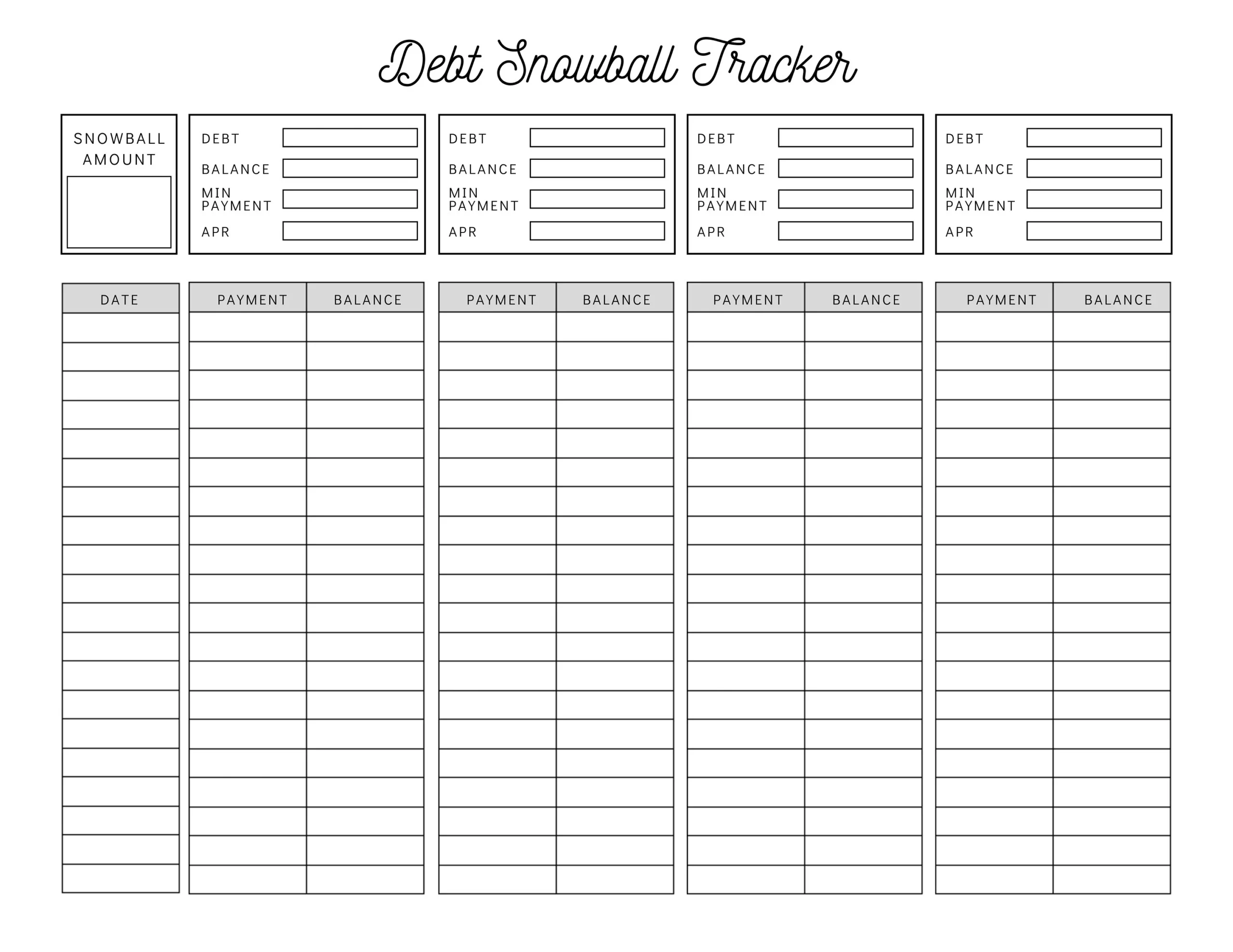 Debt Worksheet Printable