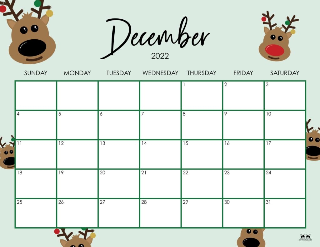 Printable Christmas December Calendar