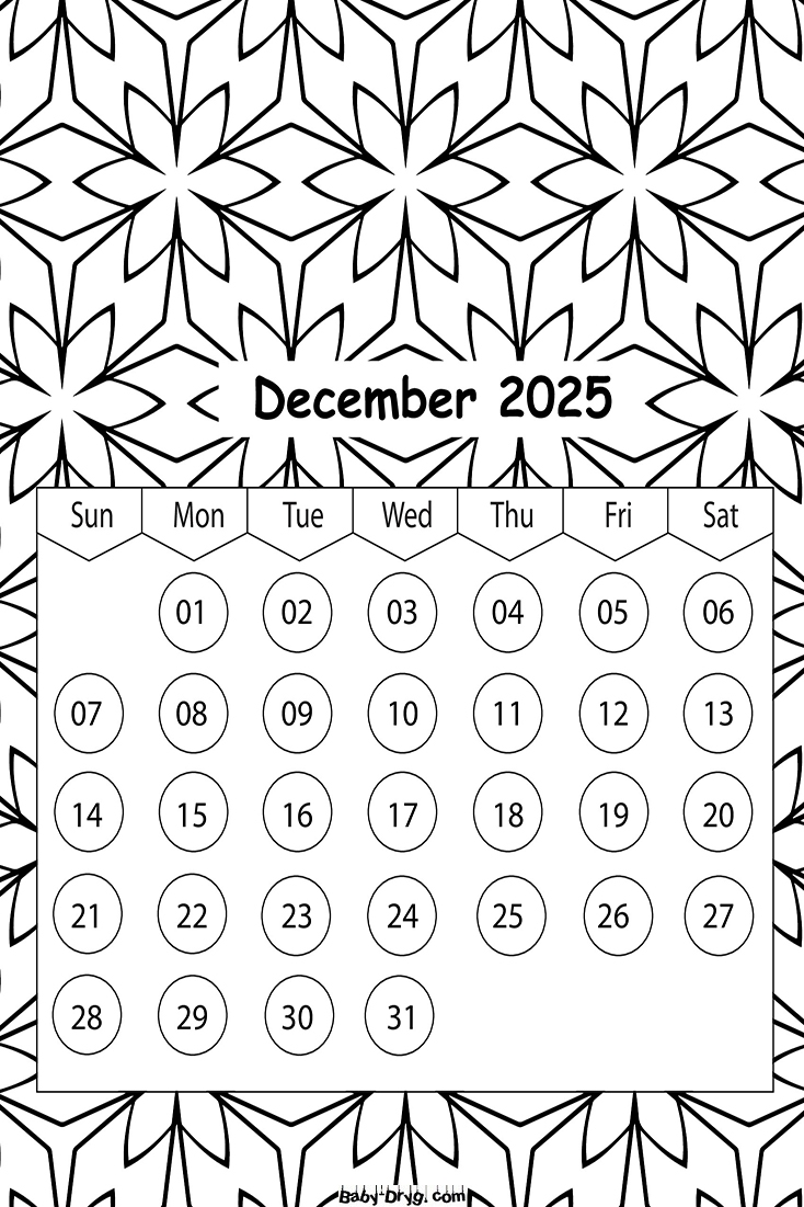 Printable Coloring Calendar December 2025