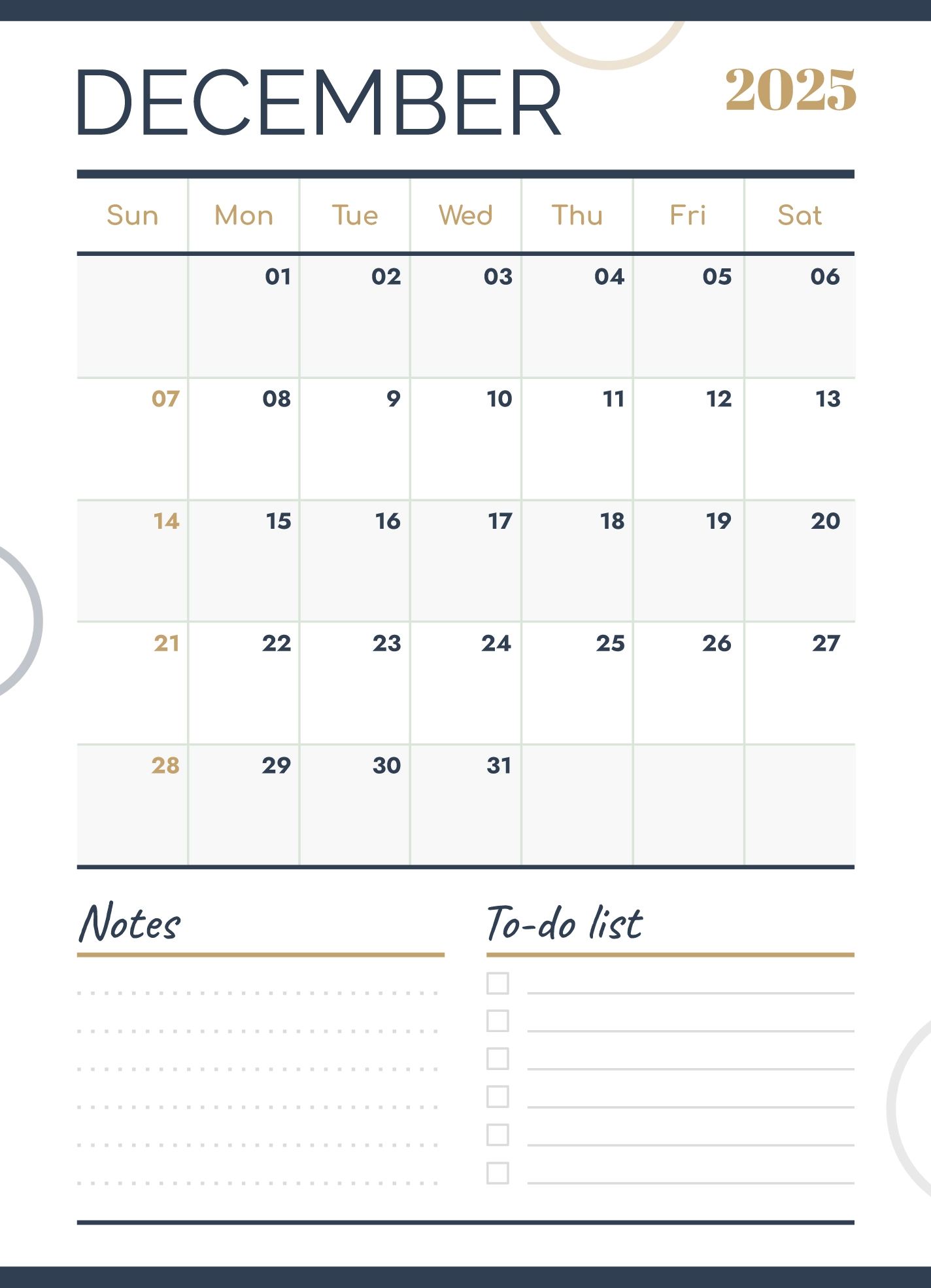 December 2025 Calendar Free Google Docs Template Gdoc io