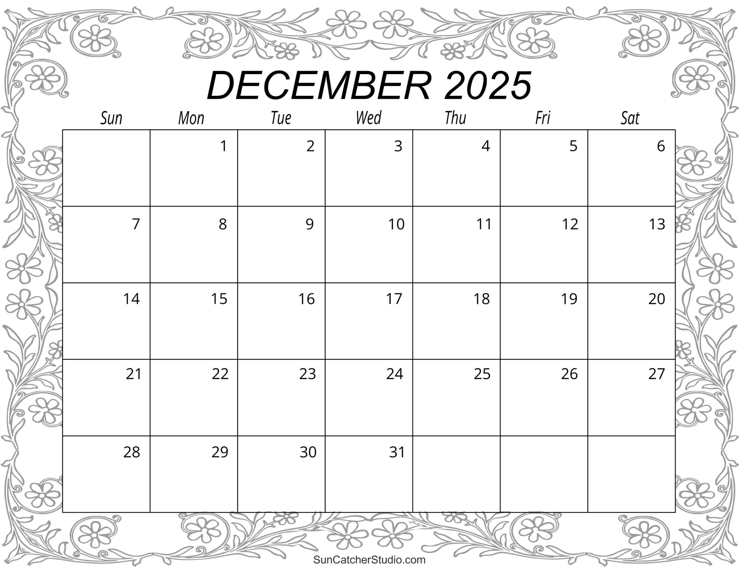 December Kids Calendar 2025 Printable