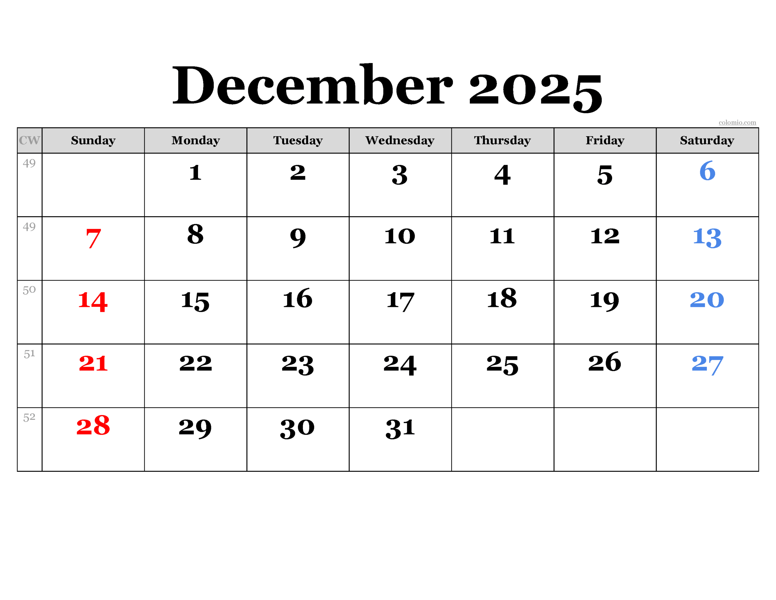 December Calendar Printable Calendar Zoon