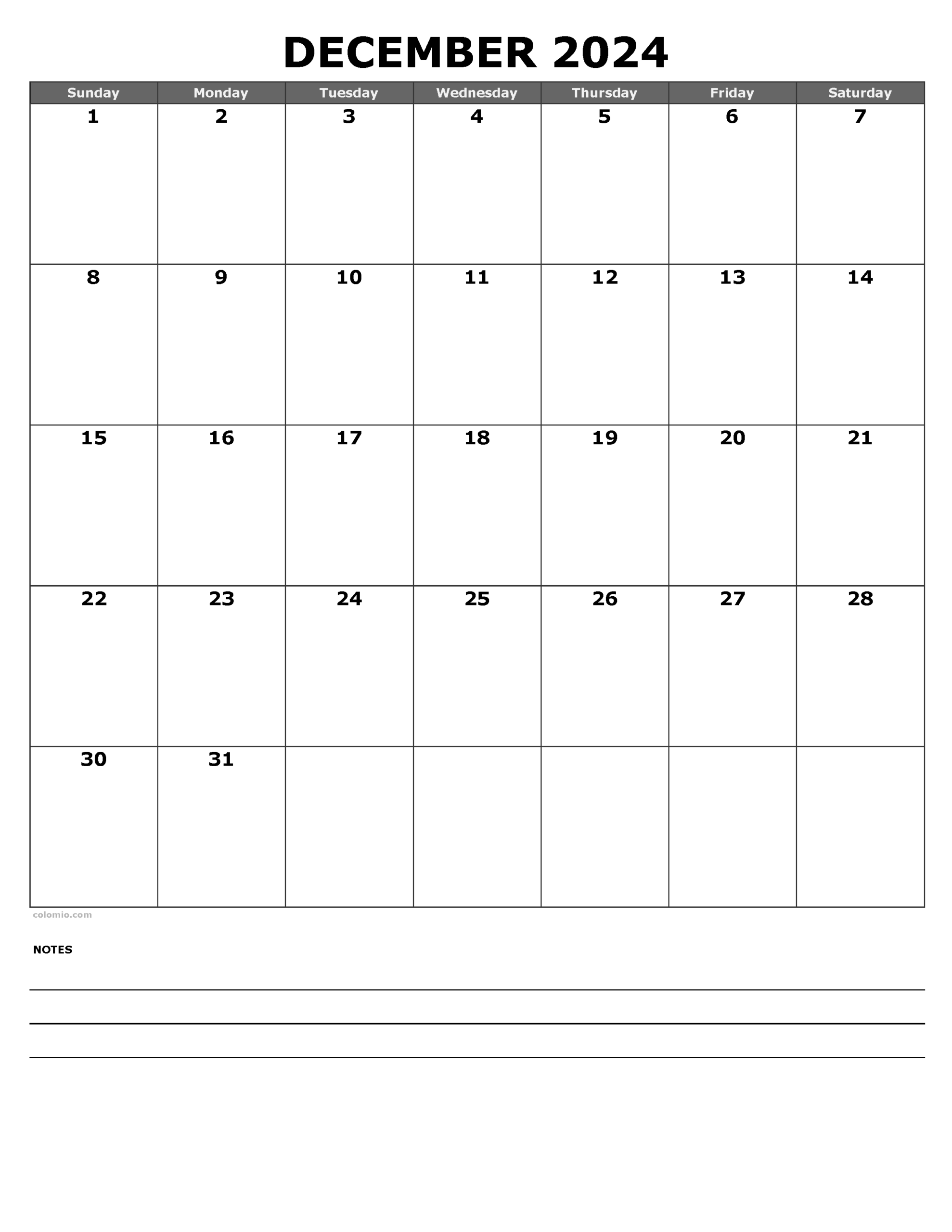 December Calendar Printable Pdf