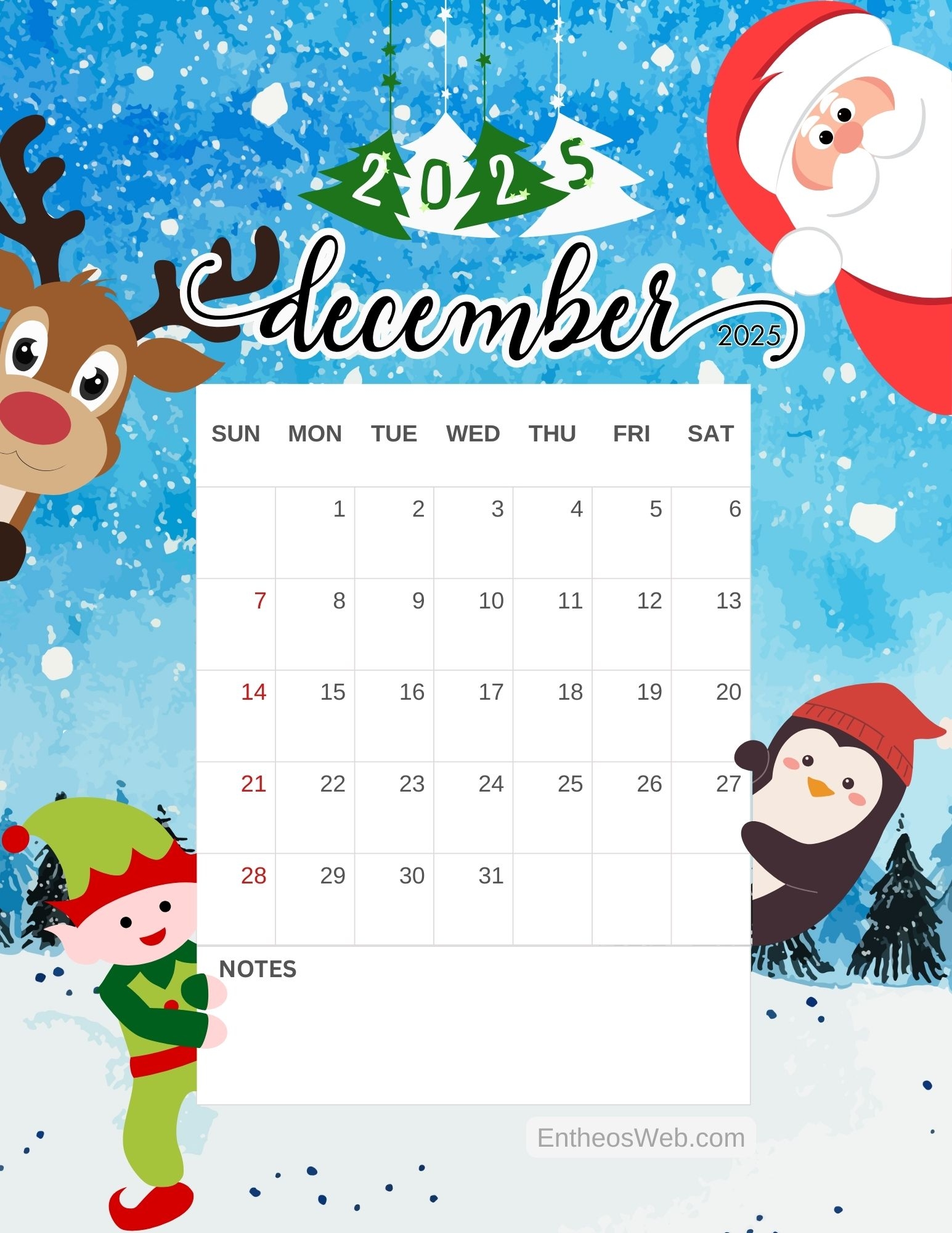 December 2025 Calendar Free Printables EntheosWeb