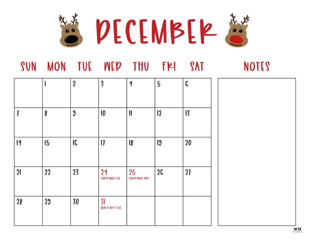 December Calendar Printable Pinterest