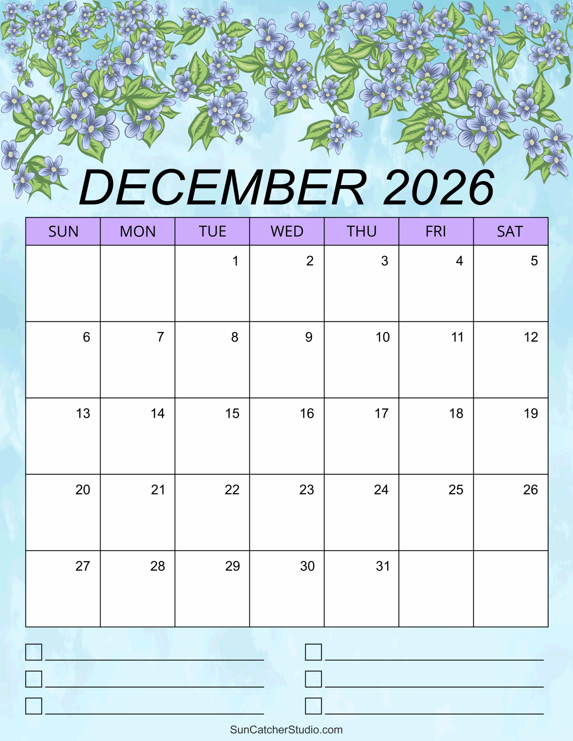 September December 2026 Calendar Printable
