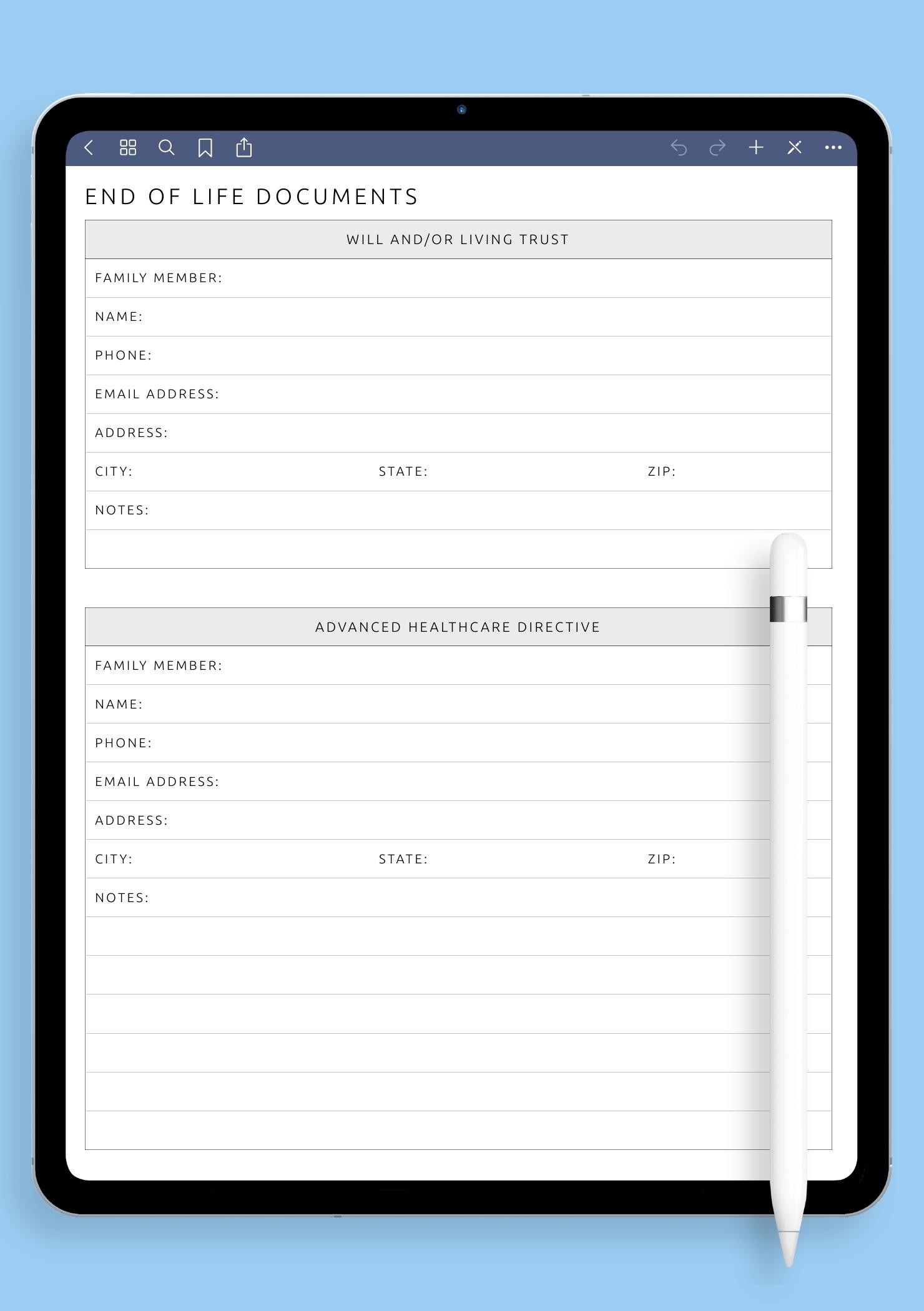 Free Printable End Of Life Documents Template