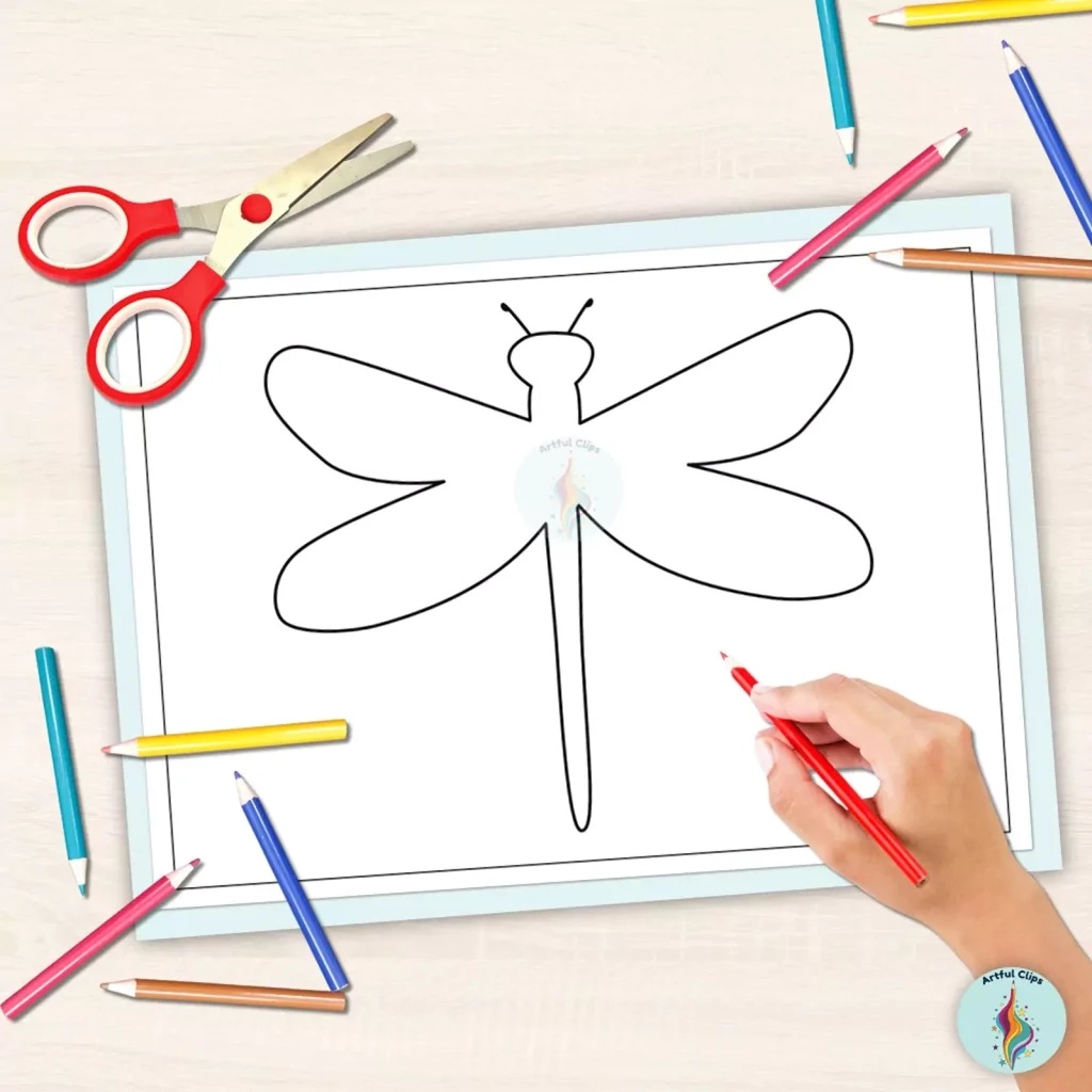 Dragonfly Template Set Printable Black And White Outlines