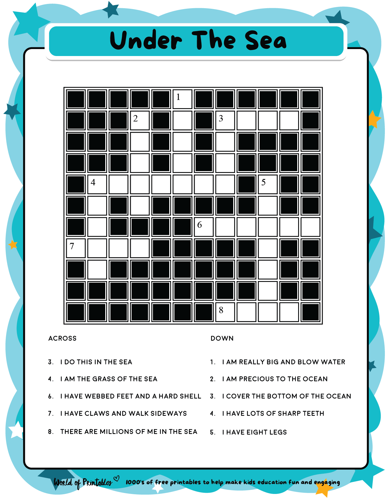 Easy Crossword Puzzle 5 KidsPressMagazine Worksheets Library
