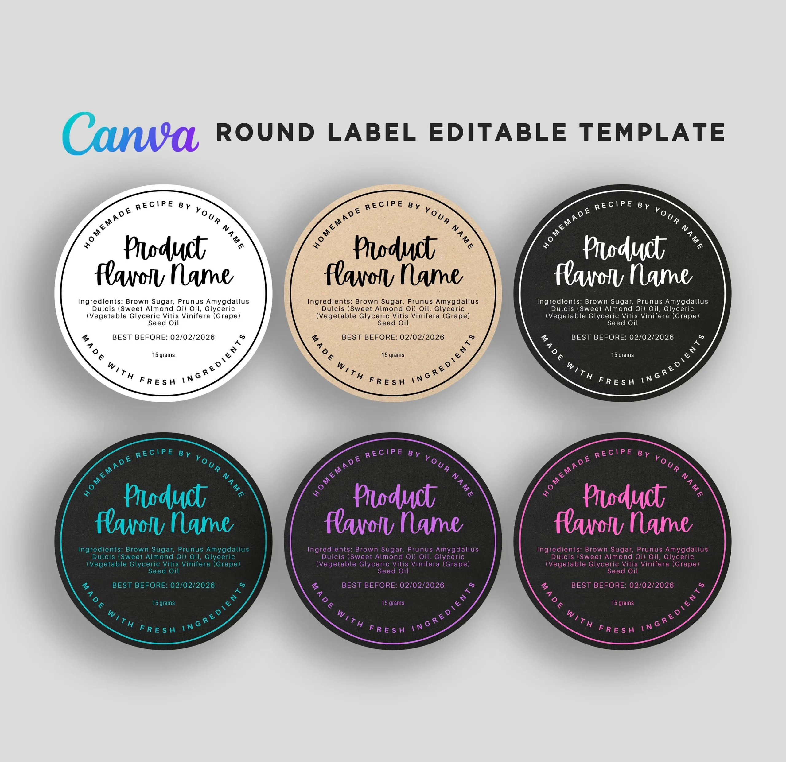 Editable Round Label For Canning Jar Round Labels For Jams Round 