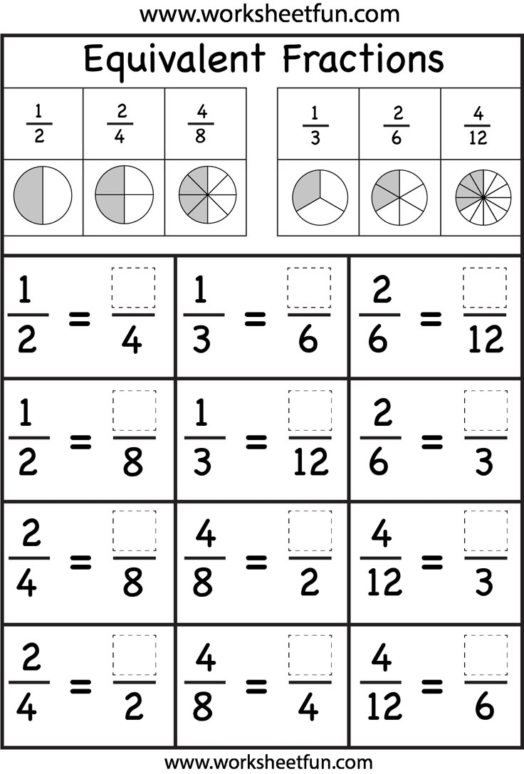 Free Printable Equivalent Fraction Worksheets