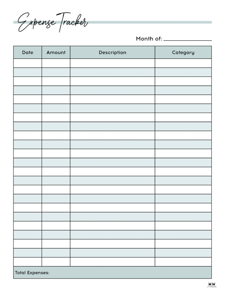 Printable Expense Tracker Template