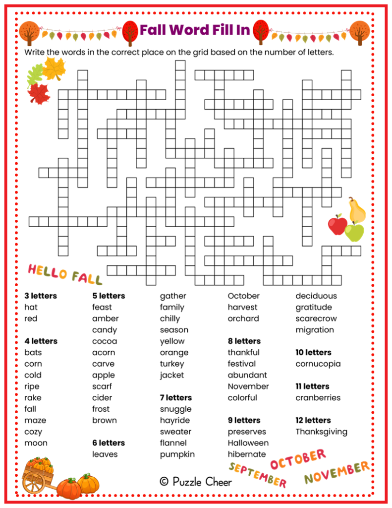 Fill In Crosswords Printable