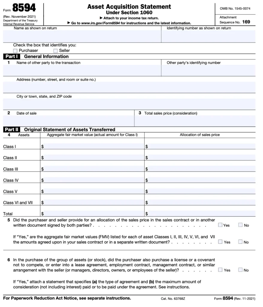 File Form 8594 Step by Step Guide For Asset Sales