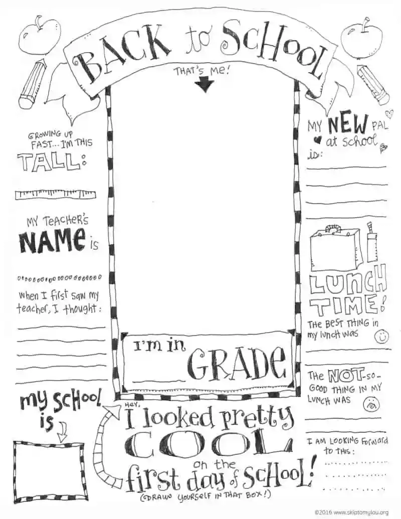Free Printable First Day Of School Worksheets