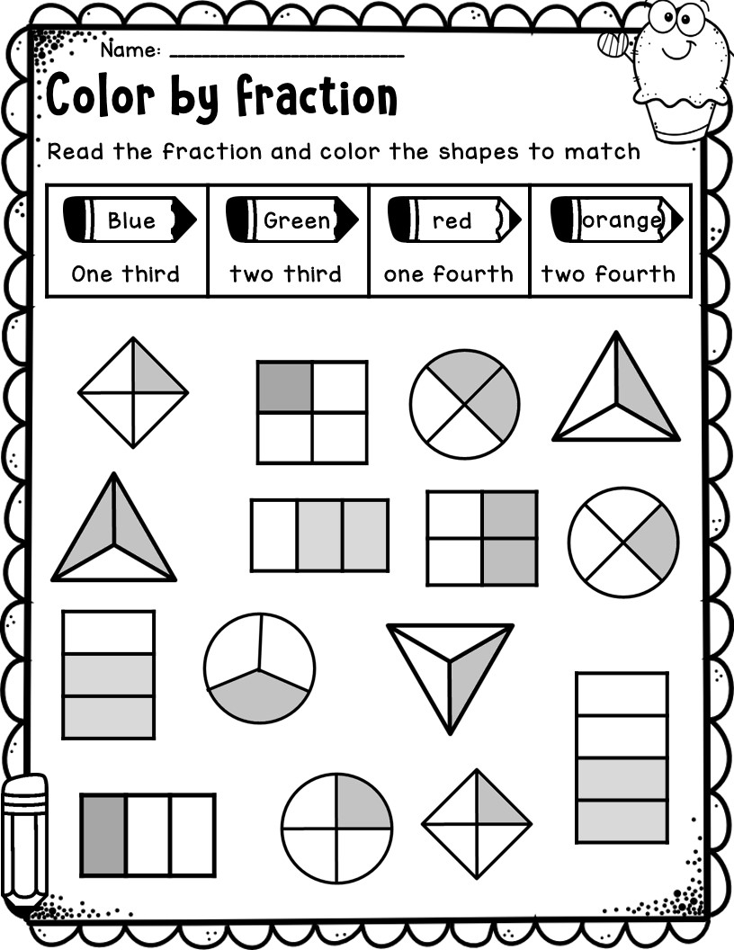 First Grade Fractions Worksheets First Grade Partitioning 