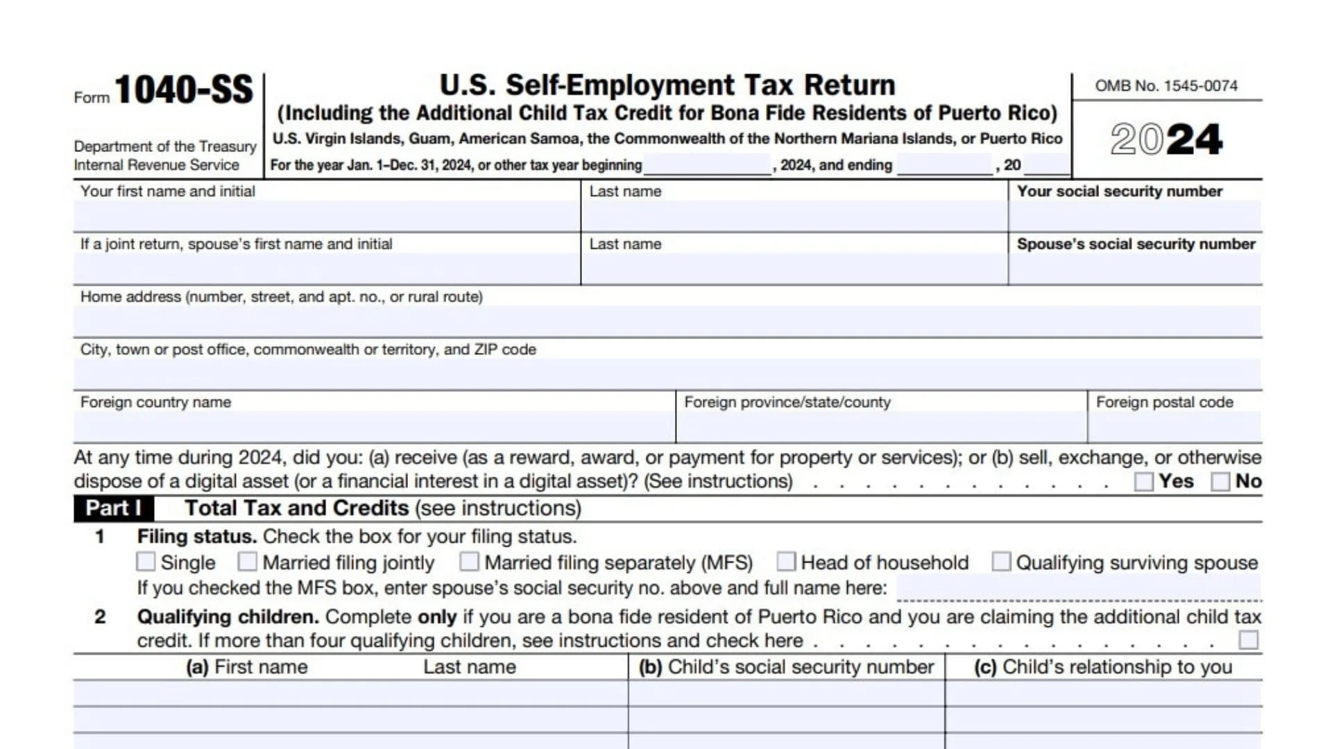 Form 1040 Ss 2024