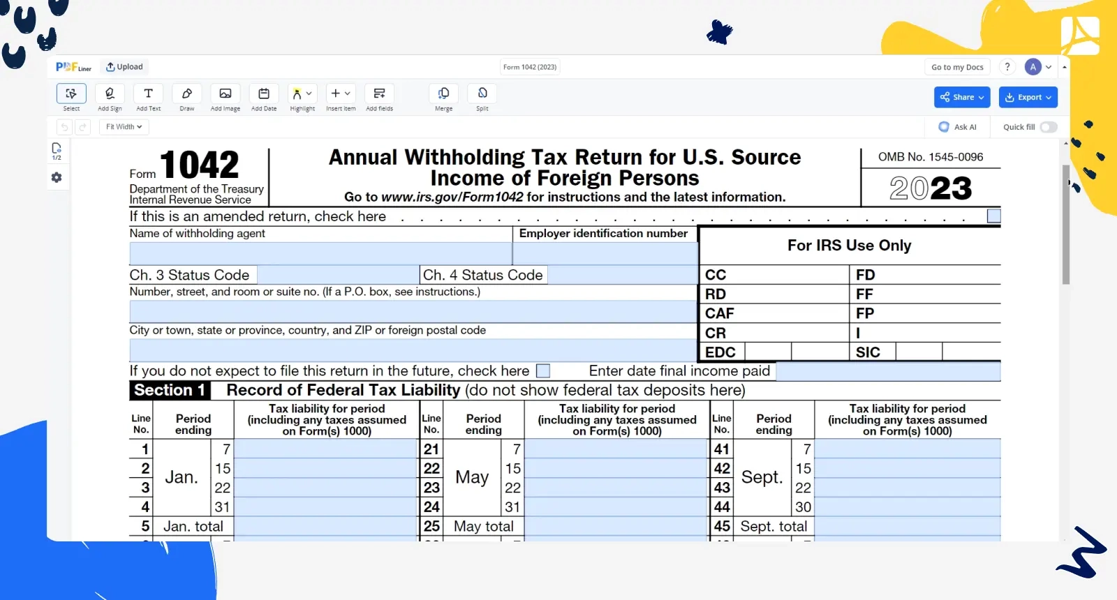 Form 1040 SS Printable And Fillable Forms Online PDFliner